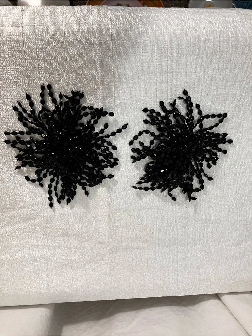 Black Sequin Floral Applique Pair - Women's Accessory Embellishment